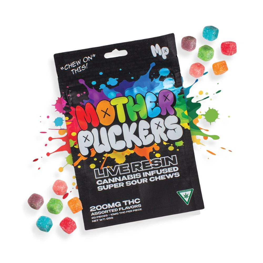Mother Puckers - Asssorted Live Resin 200mg Super Sour Chews (20x10mg) - MOTHER PUCKERS Main Image