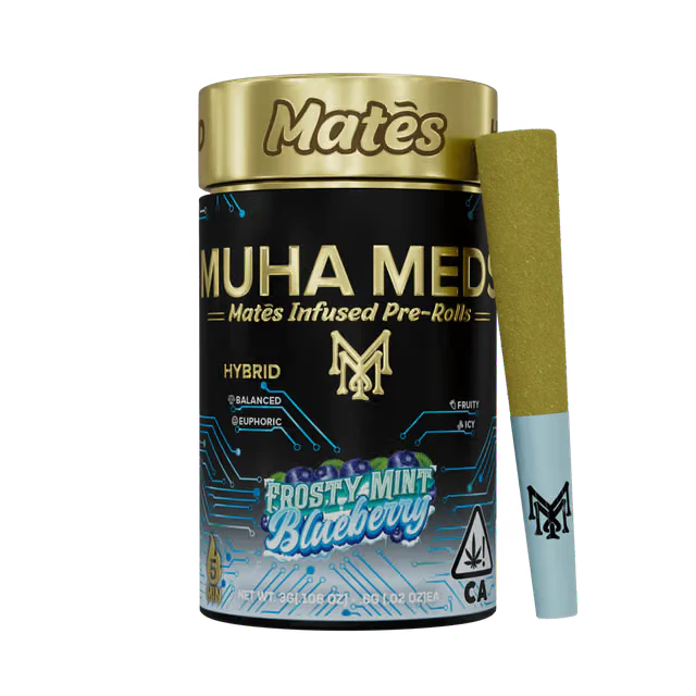 Muha Meds - Muha Meds - Frosty Mint Blueberry Kief Coated Mates Infused Preroll 5pk 3g Main Image