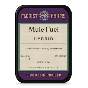 FLORIST FARMS - Mule Fuel | Live Resin Infused Pre-roll | 0.5g 5-pack | Florist Farms