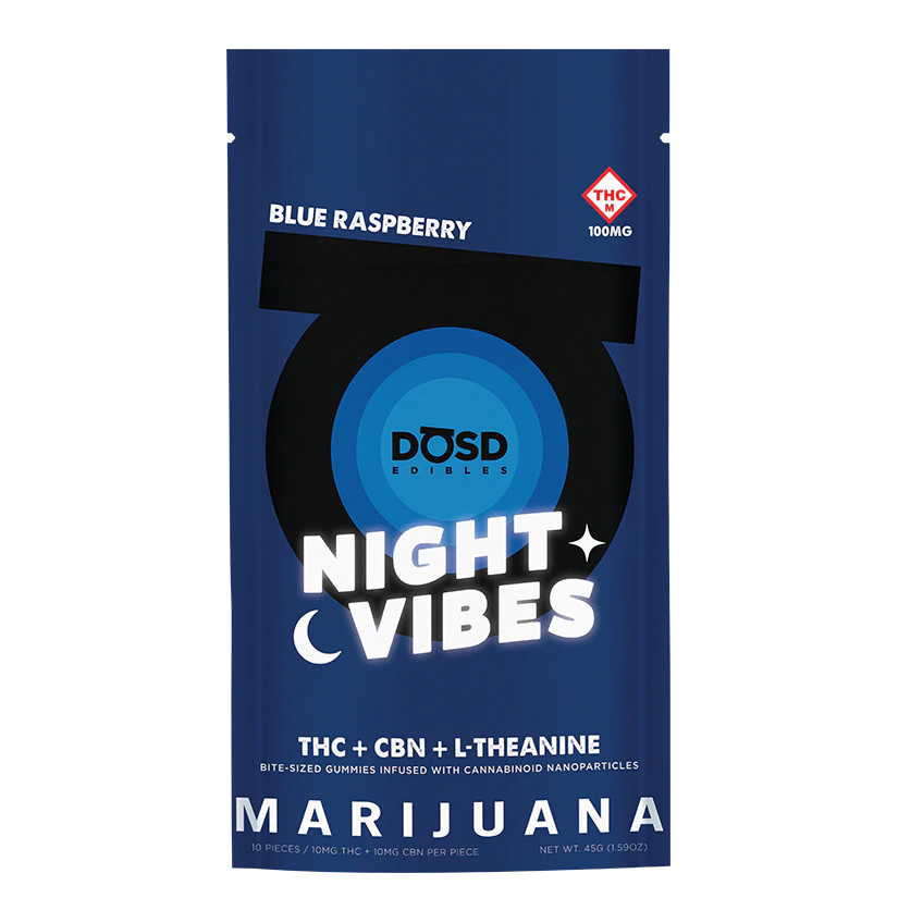 DOSD EDIBLES - DOSD EDIBLES - BLUE RASPBERRY 100MG NIGHT VIBES NANO GUMMY Main Image