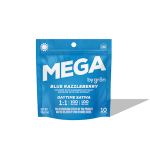Grön - Edibles | Gron | Mega | Blue Razzleberry | (100mg CBG:100mg THC) [10pk]