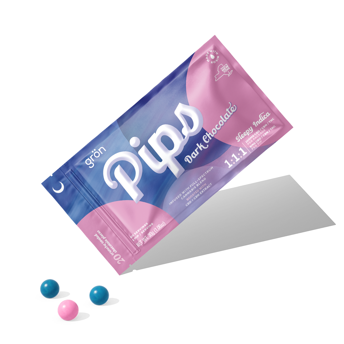 Dark Chocolate Pips 1:1:1 (CBD:CBN:THC) - 100mg - Edible