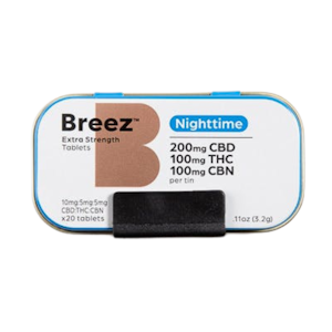 BREEZ - Extra Strength Nighttime Tablet Tin | 20pk 10mg:5mg:5mg CBD:THC:CBN | Breez