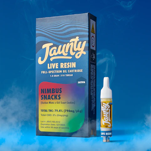 Jaunty - Nimbus Snacks -Sativa- 79.4% THC | 1g (Live Resin) Cartridge | Jaunty     -xxx9 back