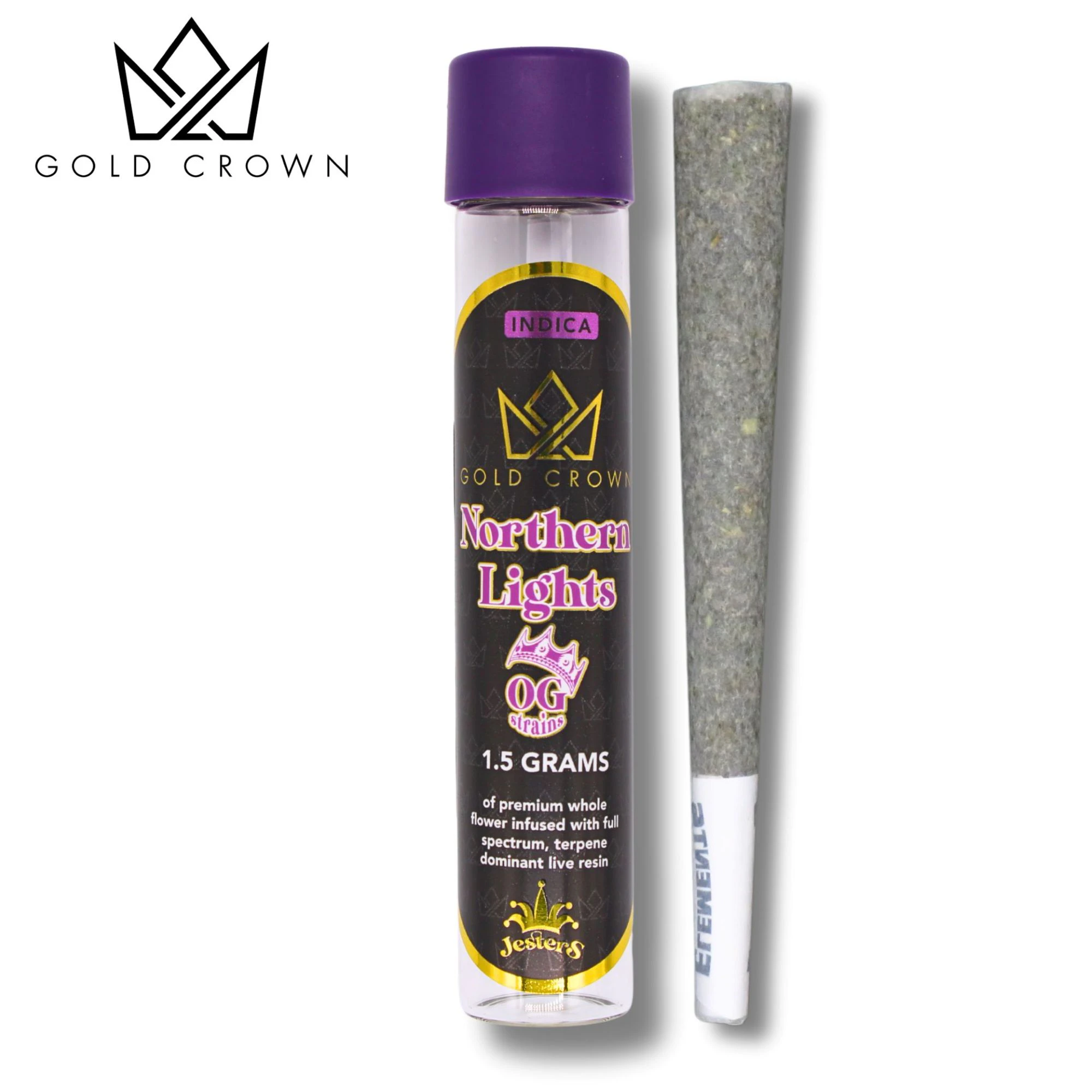 Gold Crown - Jesters - OG Northern Lights (1.5g Live Resin Infused Pre Roll) Main Image