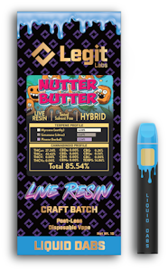 Legit Labs - Legit Labs Post-less Disposable - Nutter Butter Live Resin - 1g
