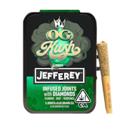 OG Kush (I) | .65g 5pk Diamond Infused Jefferey Prerolls | West Coast Cure