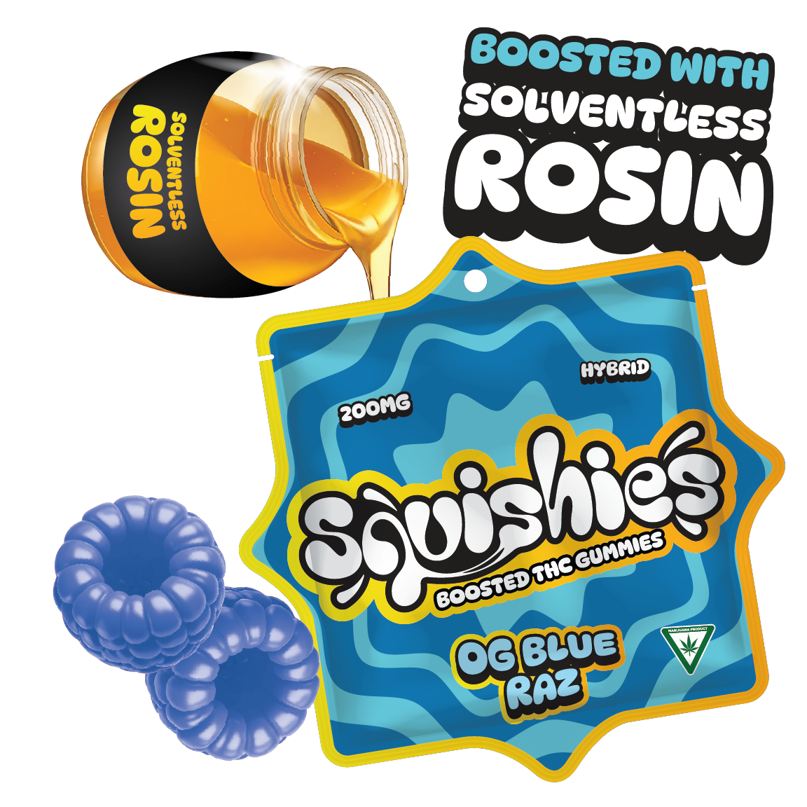 Squishies - OG Blue Raz 200mg Gummies