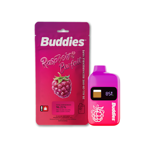 Buddies - Raspberry Parfait, Flavored Distillate, Disposable, 2g