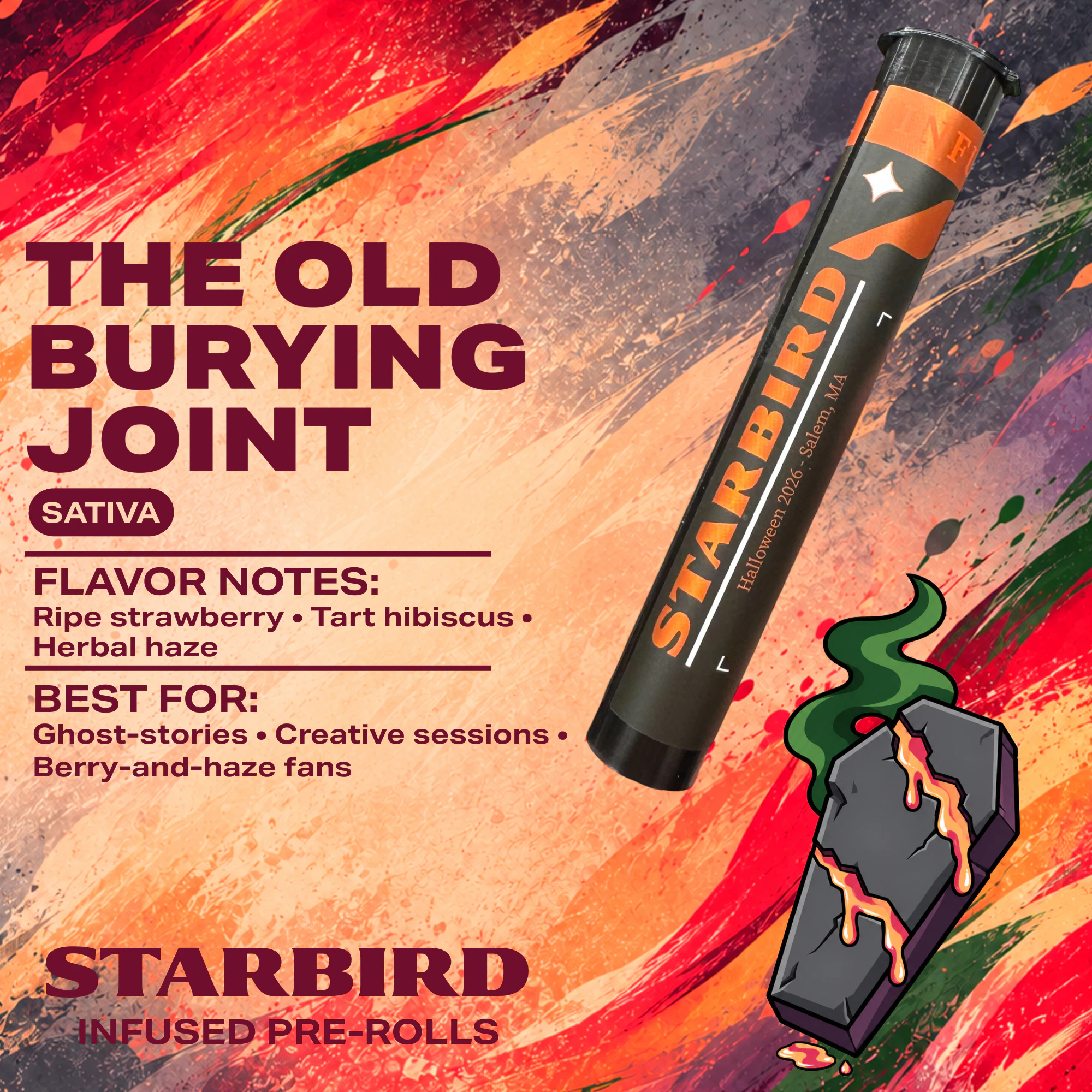 Starbird - The Old Burying Joint - 1g Halloween Infused Preroll - Starbird Cannabis Main Image