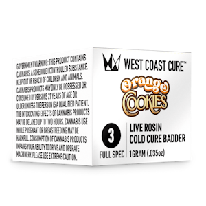 WEST COAST CURE - Orange Cookies (H) | 1g Tier 3 Live Rosin Cold Cure Badder | West Coast Cure