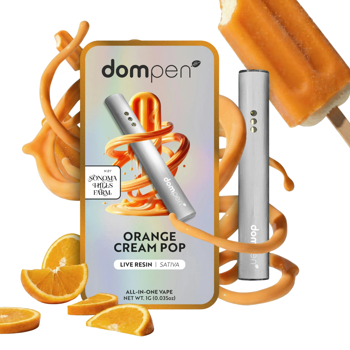 Dom Pen - Orange Cream Pop (S) | 1g AIO Live Resin Vape | Dompen Main Image