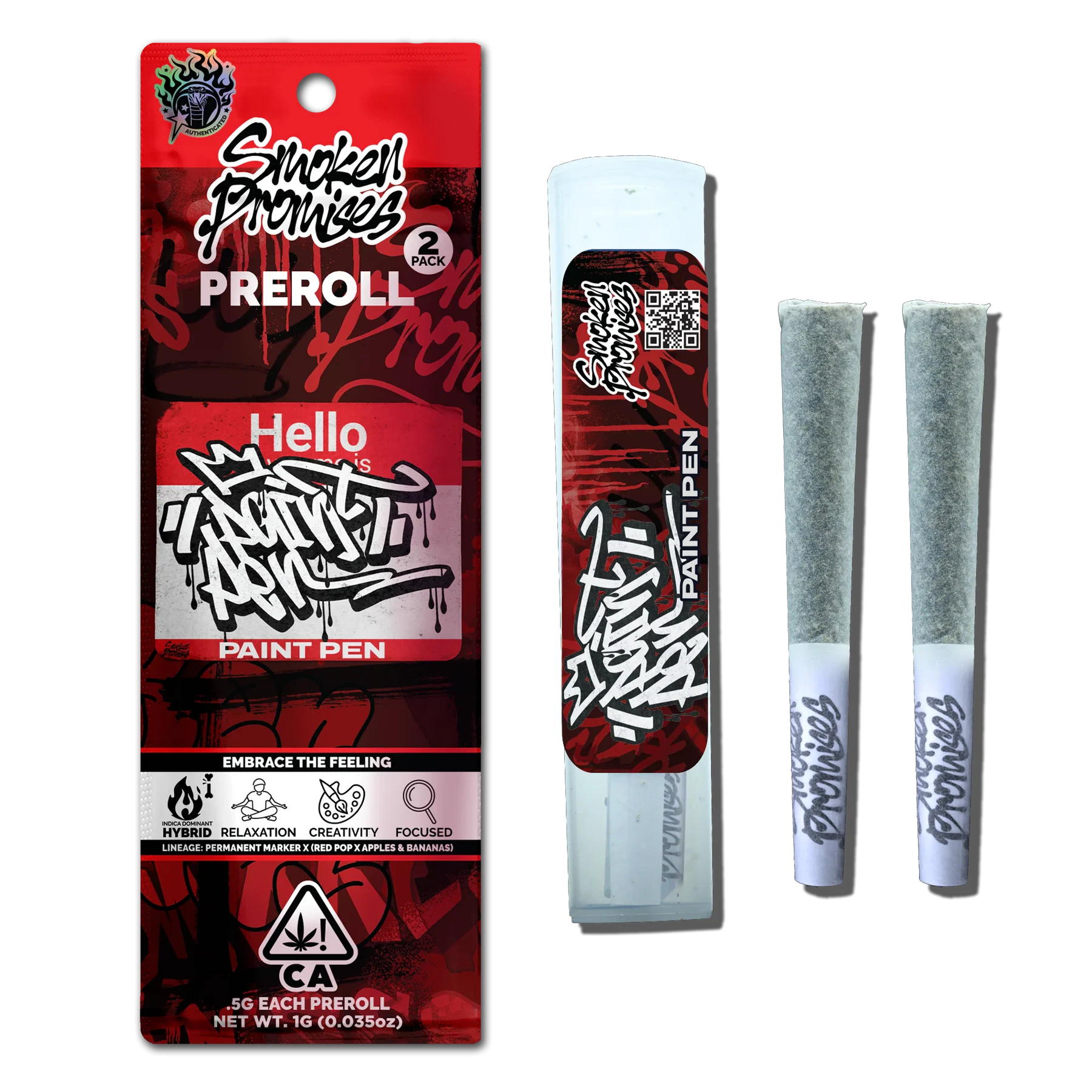 Smoken Promises - [Smoken Promises] Preroll 2 Pack - 1g - Paint Pen (I/H) Main Image