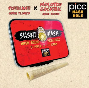 PICC | SUSHI HASH | PreRoll | HASH HOLE | PISTOLNATI x MOLOTOV COCKTAIL ROSIN | .5G 5-PACK (2.5G)