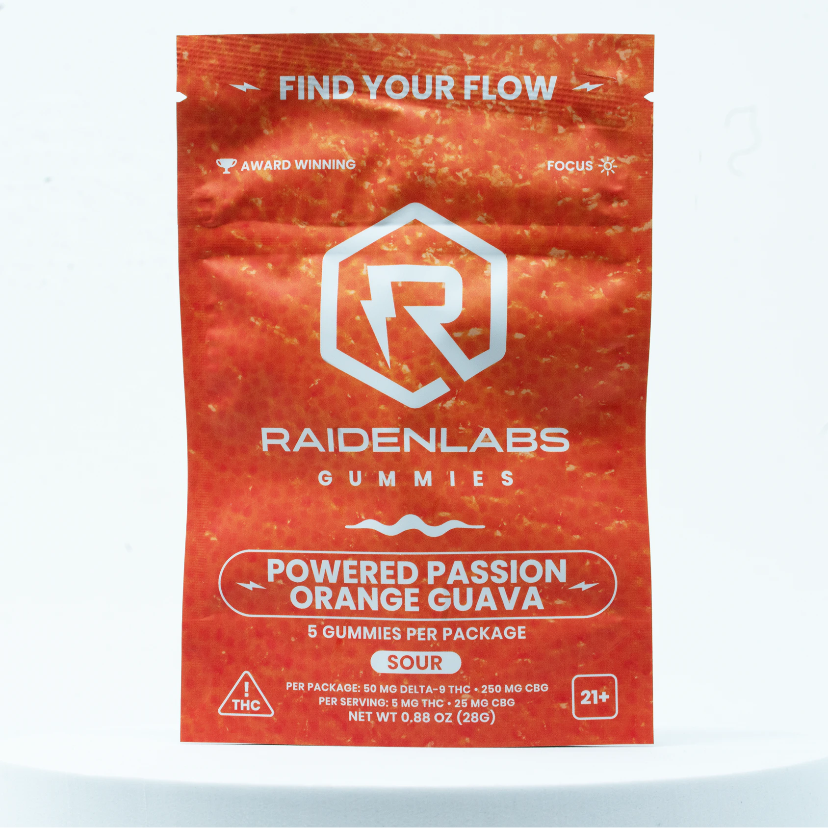 Raiden Labs - Raiden Labs | Gummies | Powered Passion Orange Guava | 50mg THC + 250mg CBG | 5 ct Main Image