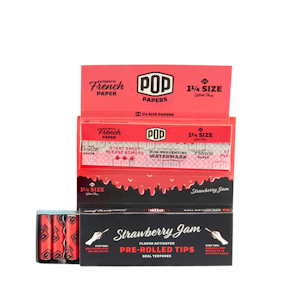  - POP Strawberry Jam 1 1/4 Rolling Papers with Flavor Activated Tips