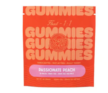 SPRING LAKE - Passionate Peach 1:1 CBD:THC 10pk Gummies - 100mg