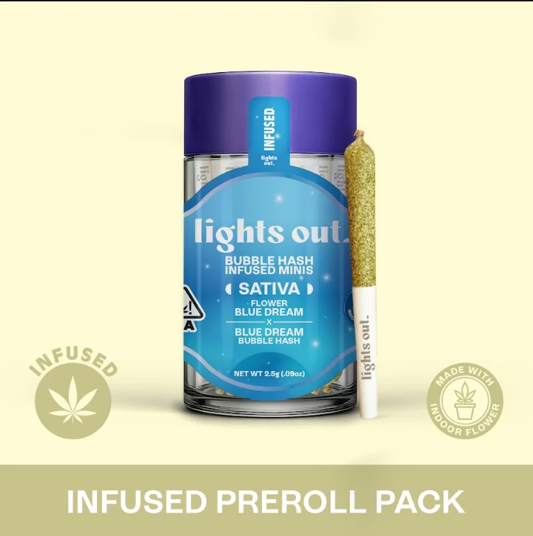 Lights Out - LIGHTS OUT: Blue Dream x Blue Dream 0.5g Bubble Hash Infused Pre-Roll 5pk/2.5g (S) Main Image