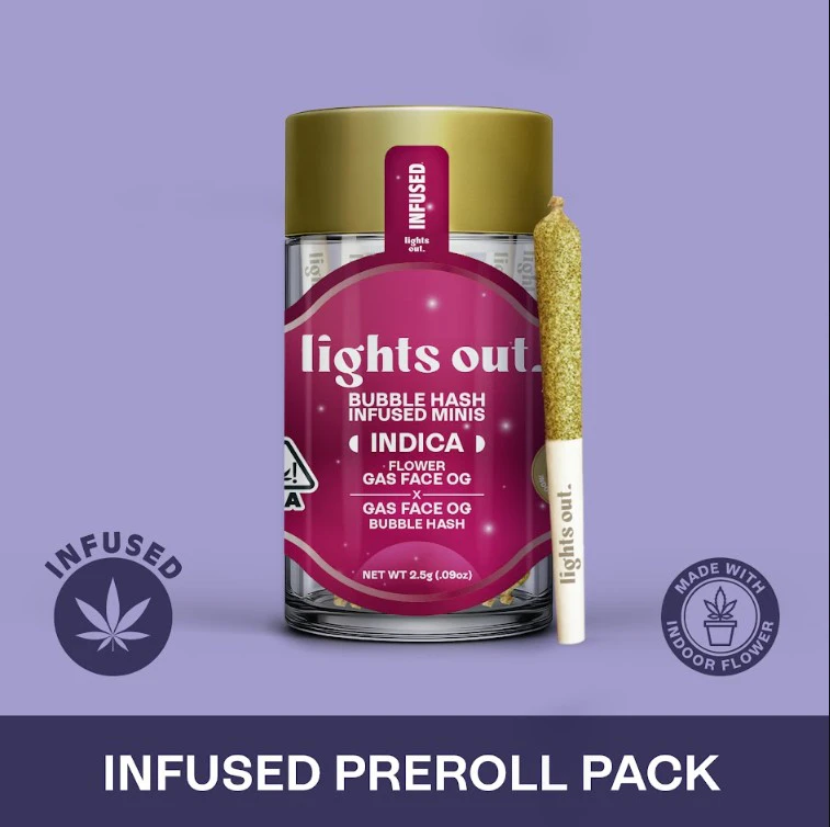 Lights Out - LIGHTS OUT: Gas Face OG x Gas Face OG 0.5g Bubble Hash Infused Pre-Roll 5pk/2.5g (I) Main Image