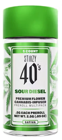 STIIIZY - STIIIZY: Sour Diesel 40's Infused .5g Pre-Rolls 5pk/2.5g (S) Main Image