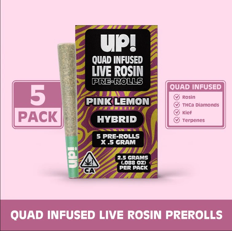 UP! - UP! Pink Lemon Quad infused Pre-Rolls 5pk/2.5g (H) Main Image