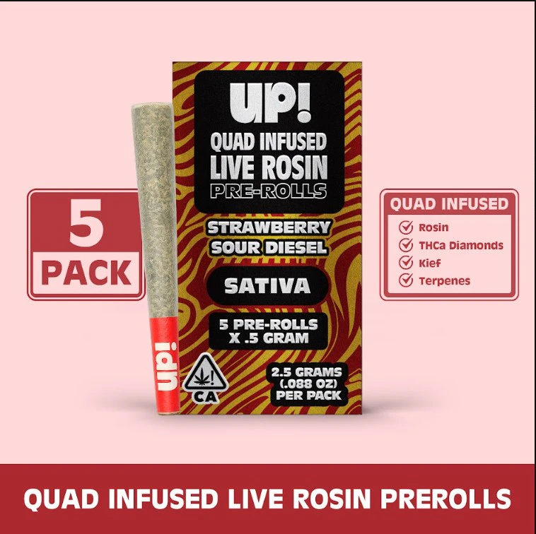 UP! - UP! Strawberry Sour Diesel Quad infused Pre-Rolls 5pk/2.5g (S) Main Image