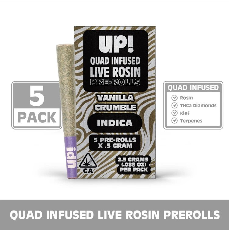 UP! - UP! Vanilla Crumble Quad infused Pre-Rolls 5pk/2.5g (I) Main Image