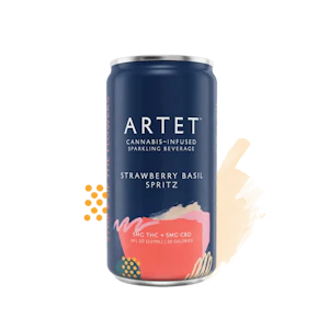 ARTET - Strawberry Basil Live Resin Spritz | Single 25mg THC Infused Sparkling Beverage | Artet