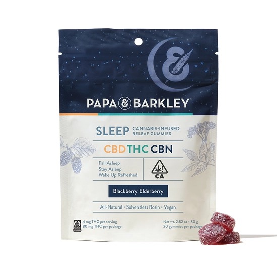 Papa & Barkley Sleep Releaf 40mg CBD/80mg THC/20mg CBN Blackberry Elderberry Gummies