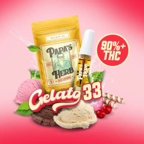 Papa's Herb - PAPA'S HERB: Gelato 33 Vape Cart 1g (H) Main Image