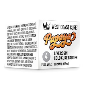 WEST COAST CURE - Papaya (I) | 1g Tier 4 Liver Rosin Cold Cure Badder | West Coast Cure
