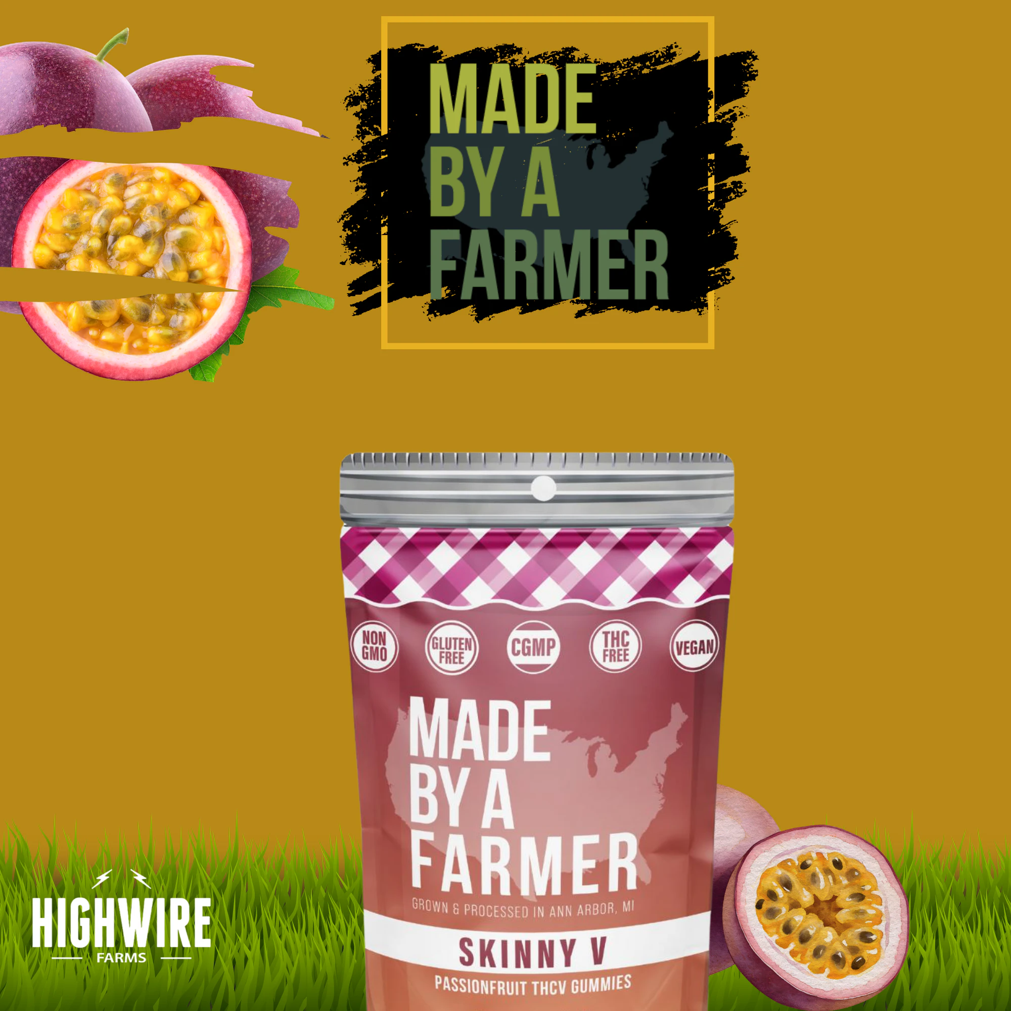 Made By A Farmer - Made By A Farmer Skinny V Gummies Passion Fruit CBDv:THCV 500mg Main Image