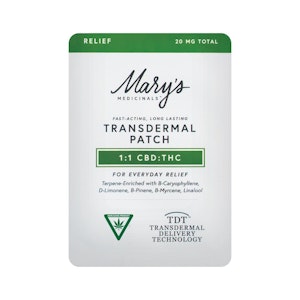 MARY'S MEDICINALS - Mary's Medicinals | Relief (1:1) Transdermal Patch
