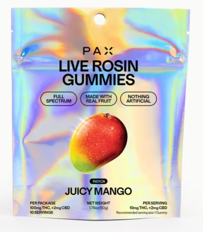 PAX - Juicy Mango Live Rosin Gummies 10pk Main Image