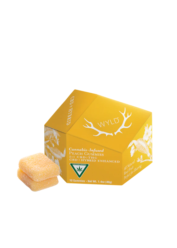 WYLD -  Wyld-Peach-CBD+Hybrid-2:1 CBD:THC-10 Pieces-50mg Main Image