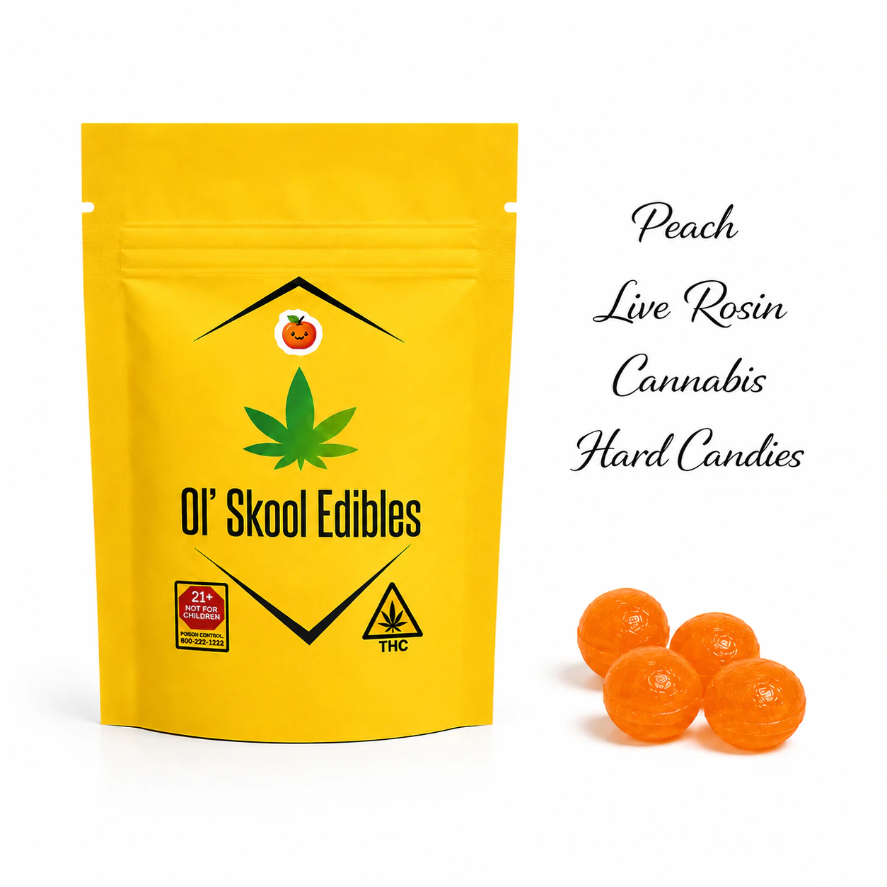 Ol' Skool Edibles -  Ol' Skool | Peach Jolly Drop | 5mg THC | 10ct Main Image