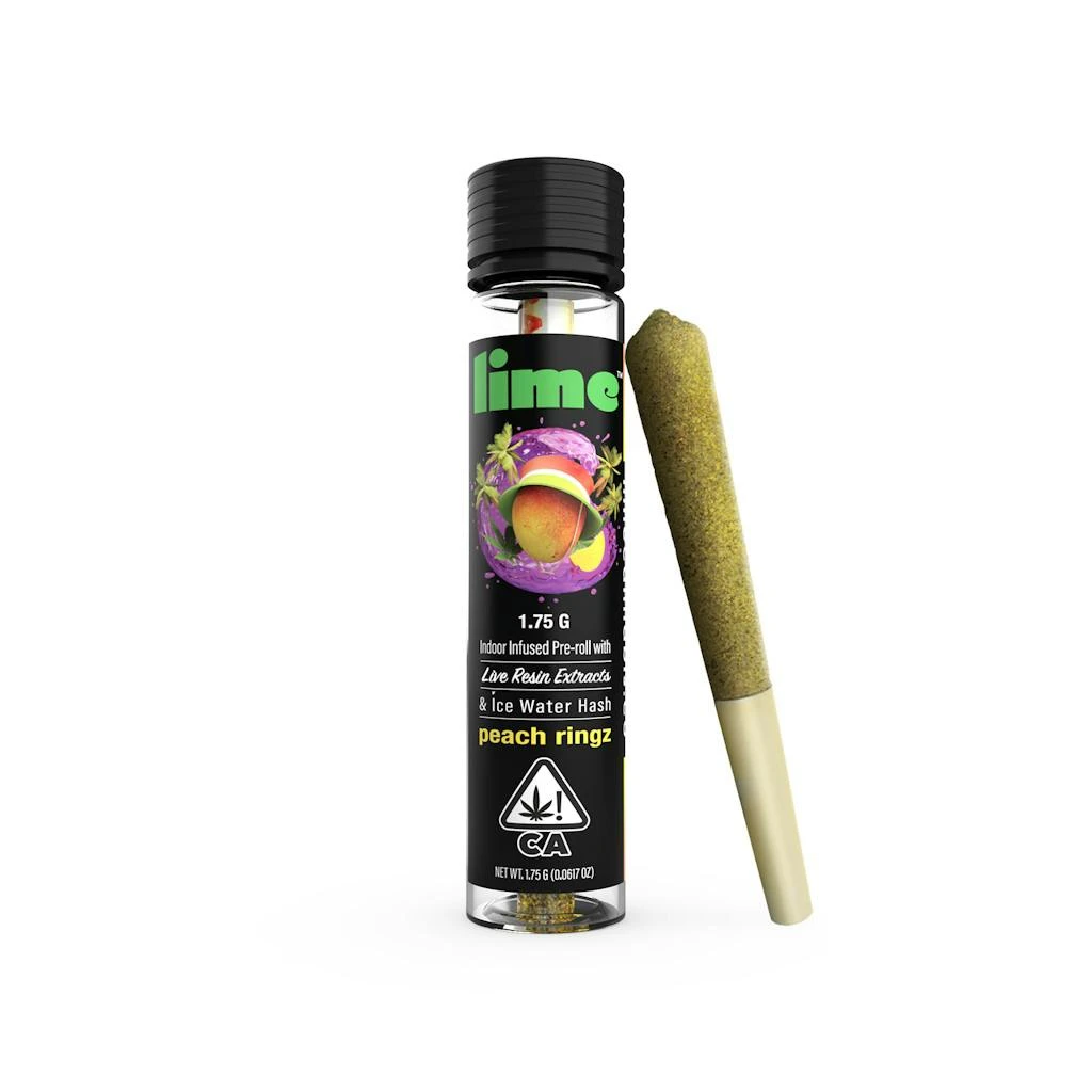 Lime - Lime Peach Ringz Hash & Liquid Diamond Infused Pre-Roll 1.75g Main Image
