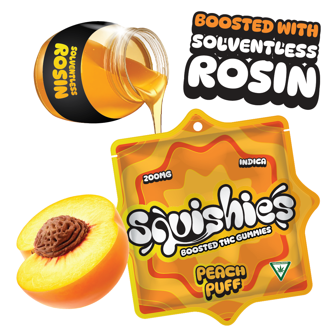 Squishies - Peach Puff 200mg Gummies