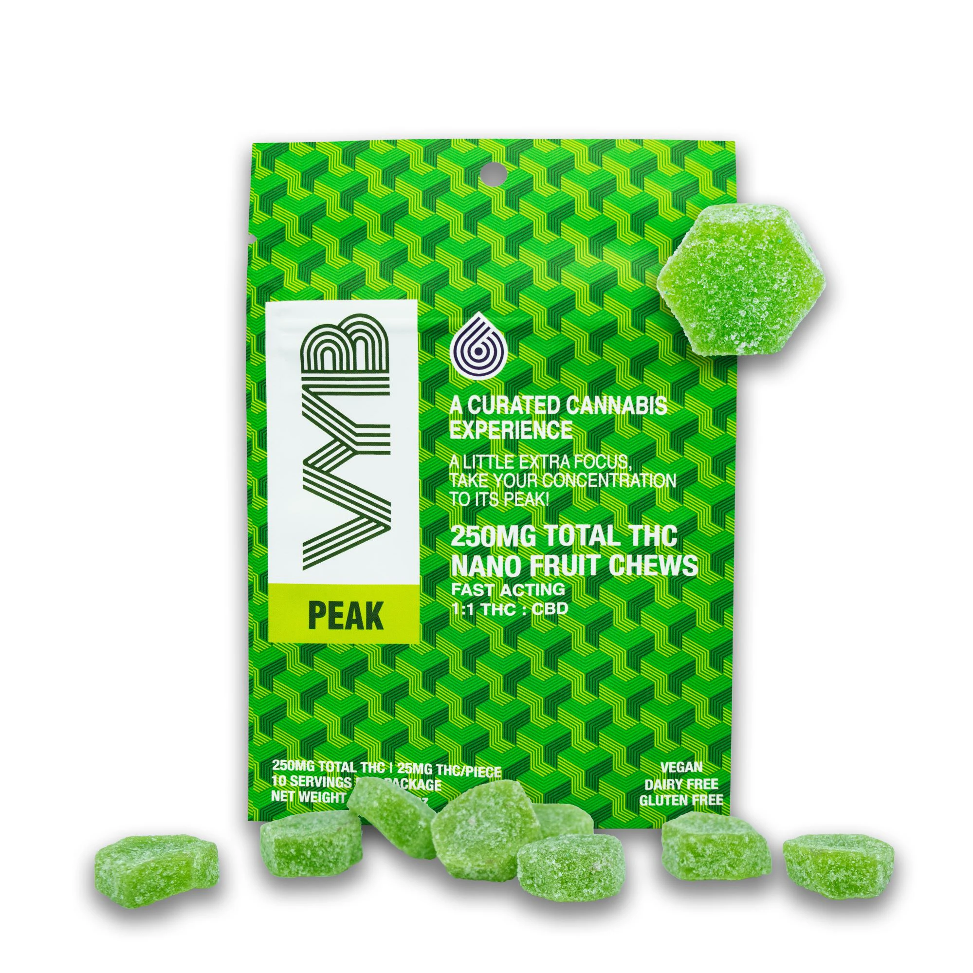 VYB Edibles - Peak (250mg) 1:1 THC:CBD Watermelon Chews Main Image