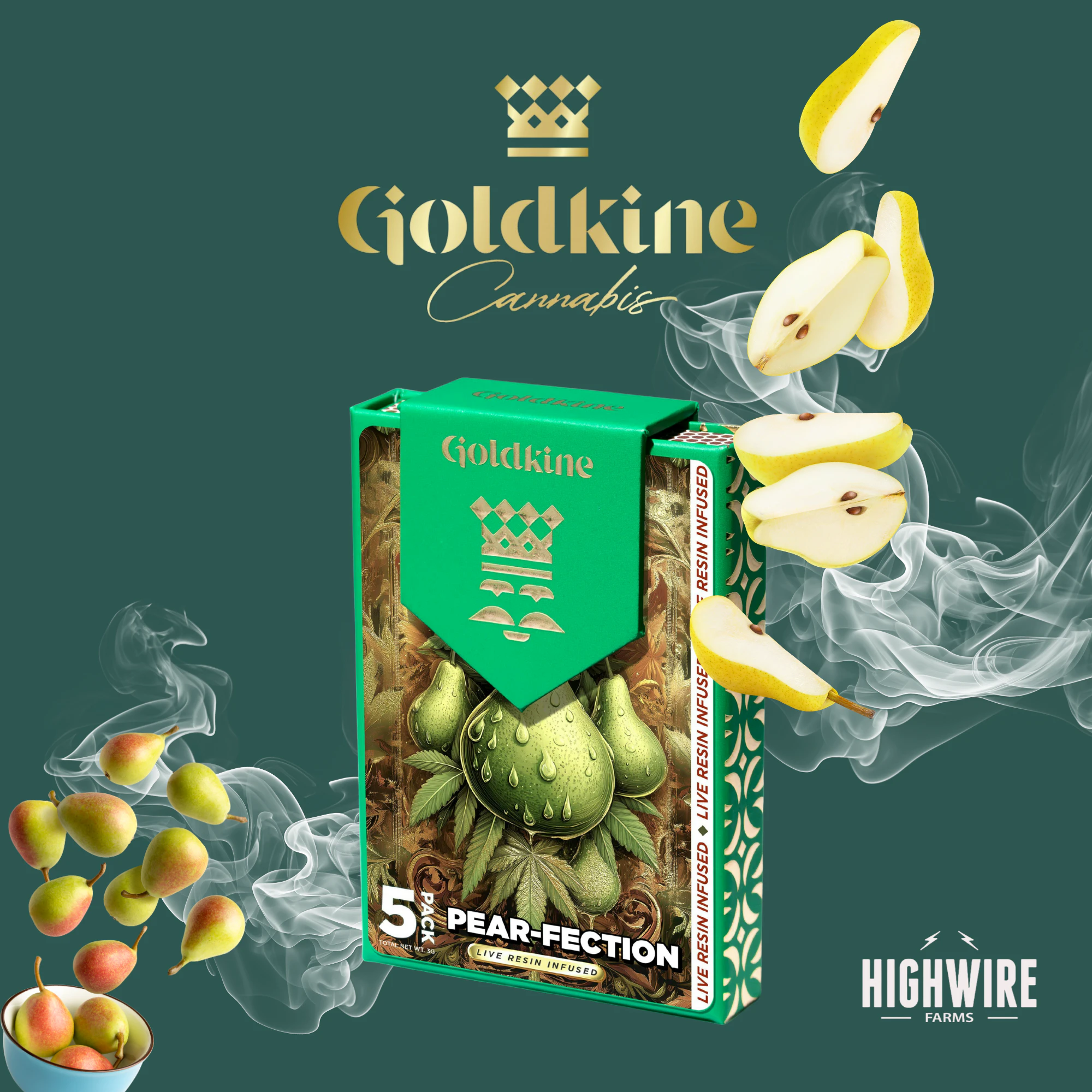Goldkine - Goldkine Pear-Fection Live Resin Infused Preroll Pack (5x.6g) 3g Main Image