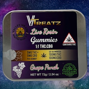 VTreatz - VTreatz | Grape Punch Live Rosin Gummies with CBG | 20PK
