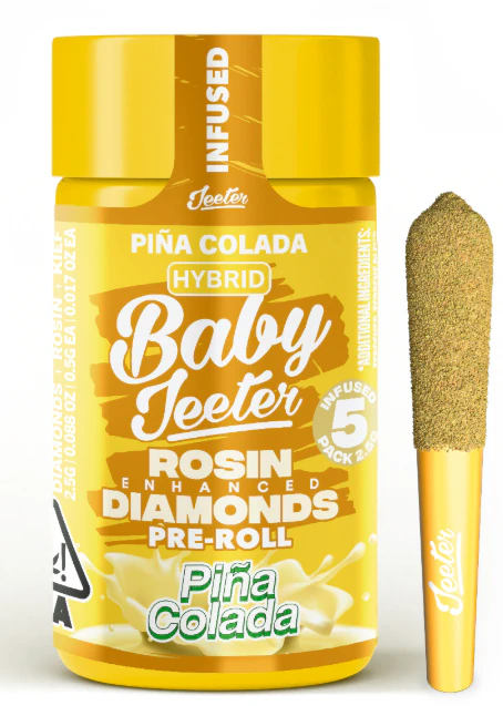 Jeeter - JEETER: Pina Colada Liquid Diamond Infused Baby Jeeter .5g Pre-Rolls 5pk/2.5g (H) Main Image