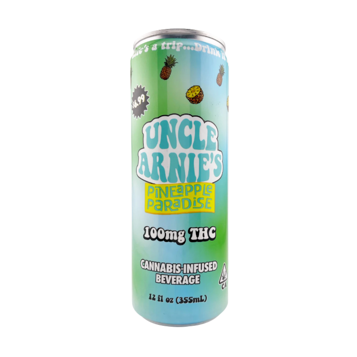 Uncle Arnies - Pineapple Paradise | 12oz 100mg Can Beverage | Uncle Arnie's Main Image