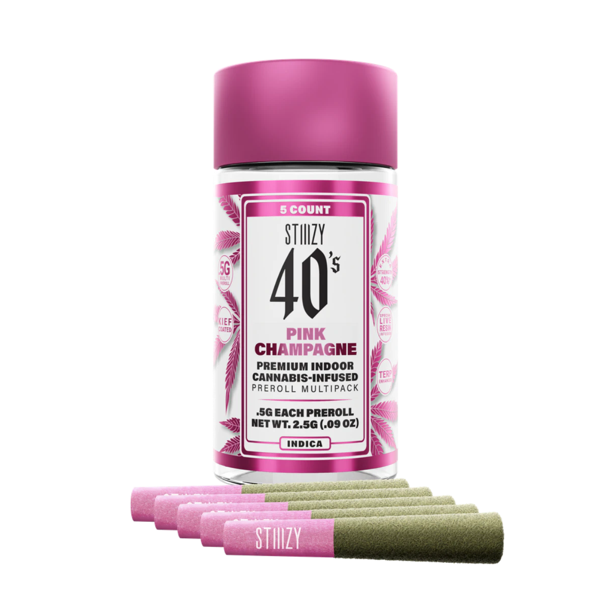 STIIIZY - Pink Champagne (I) | 0.5g 5pk Multi Pack Infused 40s Prerolls | Stiiizy Main Image