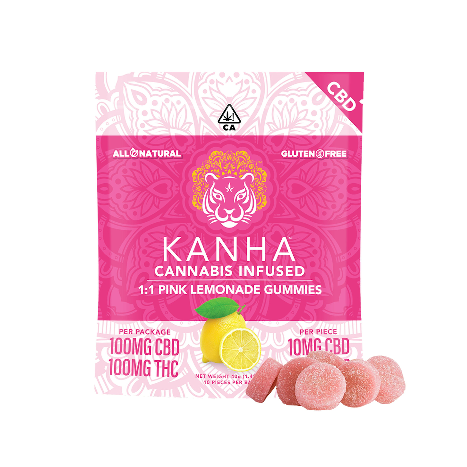 Kanha 1:1 CBD:THC Pink Lemonade Gummies 200mg