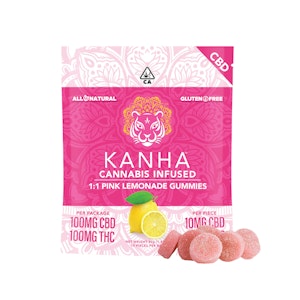 KANHA - Kanha 1:1 CBD:THC Pink Lemonade Gummies 200mg
