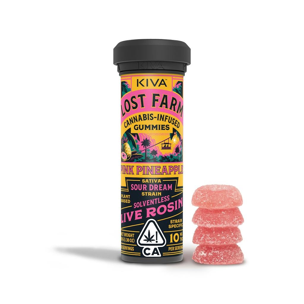 Lost Farm Pink Pineapple Sour Dream Live Rosin Gummies 100mg