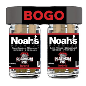 Noah's Premium - Platinum Pie (H) | .5g 5pk (2x BOGO) Diamond + Live Rosin Infused Prerolls | Noah's Premium
