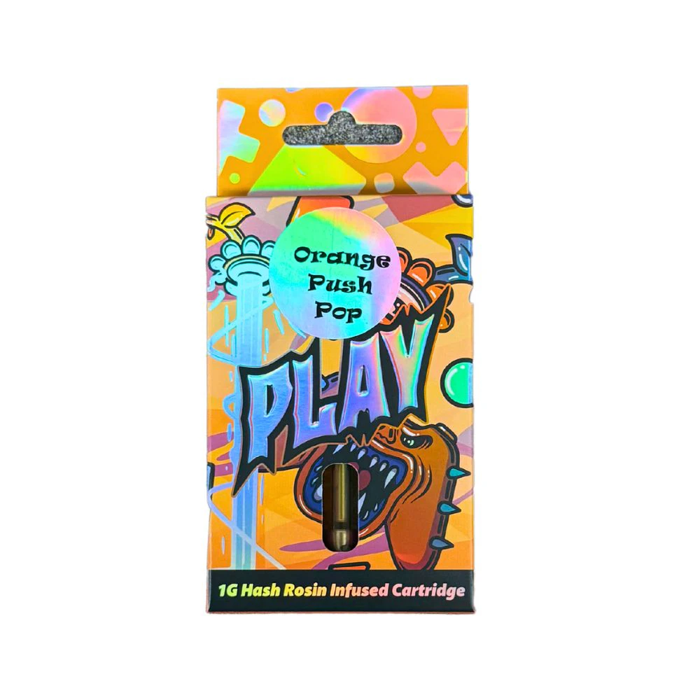 Play - Orange Push Pop 1g Hash Rosin Infused Distillate Cartridge - PLAY Main Image