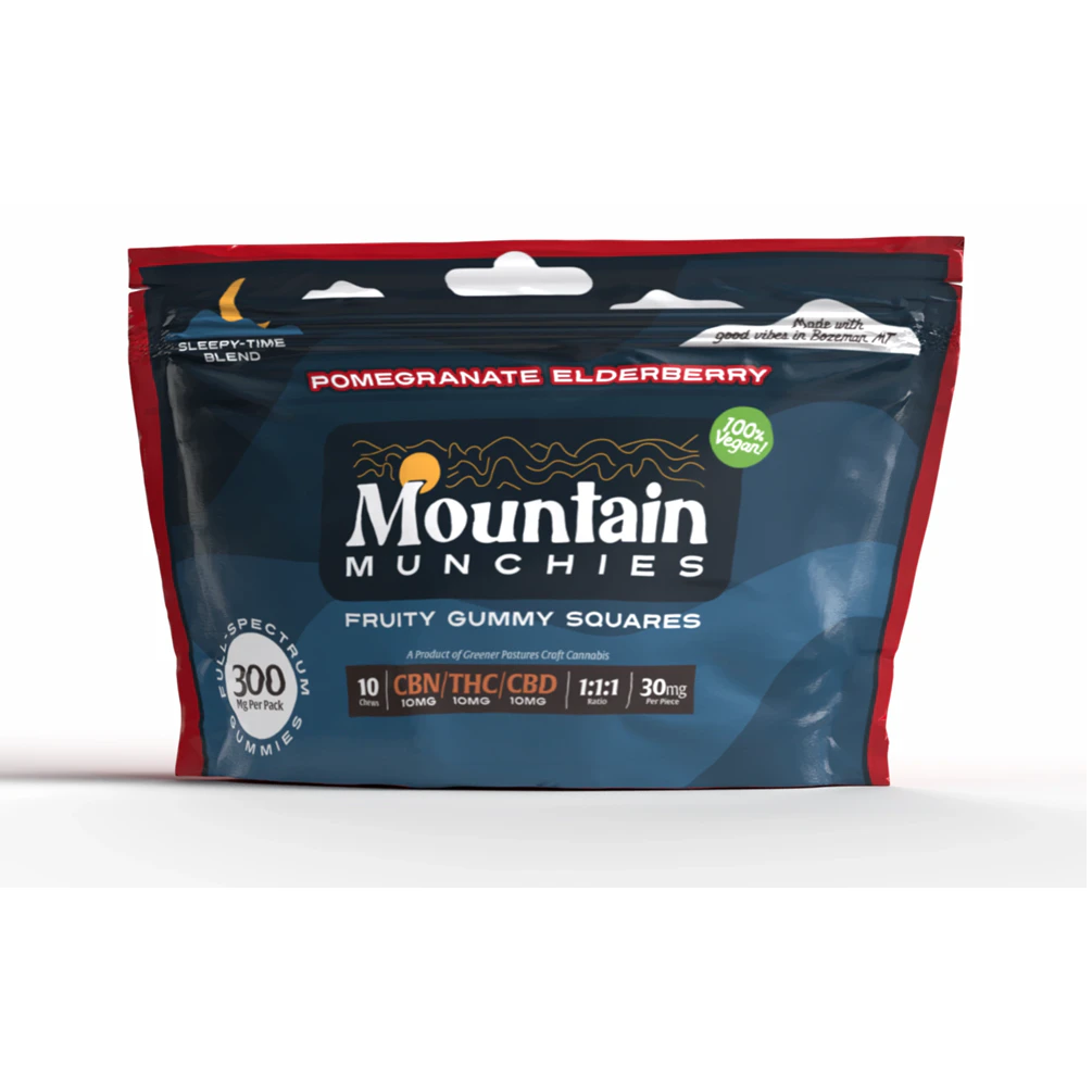 MOUNTAIN MUNCHIES - Mountain Munchies | Pomegranate Elderberry Gummies 1:1:1 CBD/CBN | 100mg Main Image